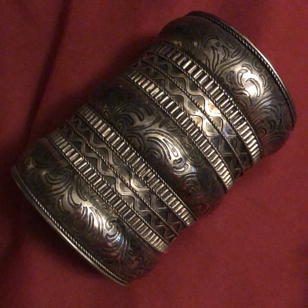 Large Cuff Bracelet Silver Boho Unique - Picture 2 of 3